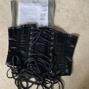 NIP Victoria Black Corset, Black Satin